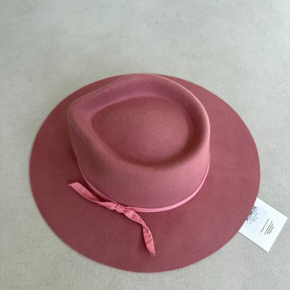 NWT Lack Of Color Zulu Wool Felt Fedora Hat In Rose Pink High Crown Wide Brim - Picture 9 of 10
